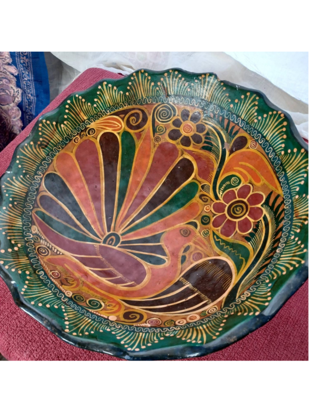 Mexican Folk Art, Tonala Pottery, 3 Legged Bowl